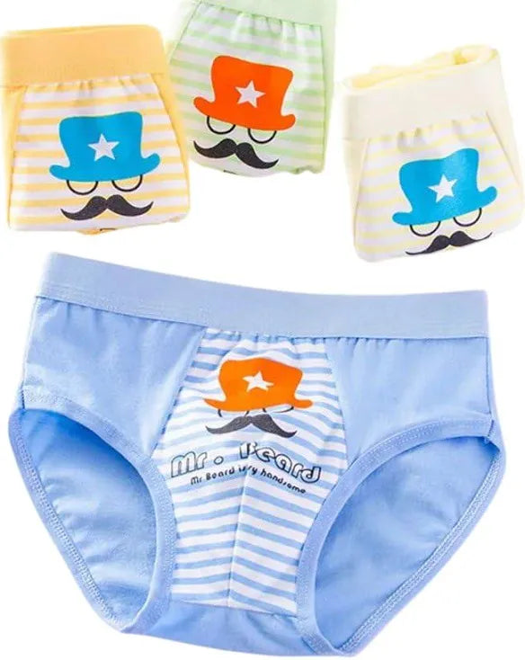 Boys Cotton Briefs | Cute Dinosaur Print Kids Underwear (Pack of 4)